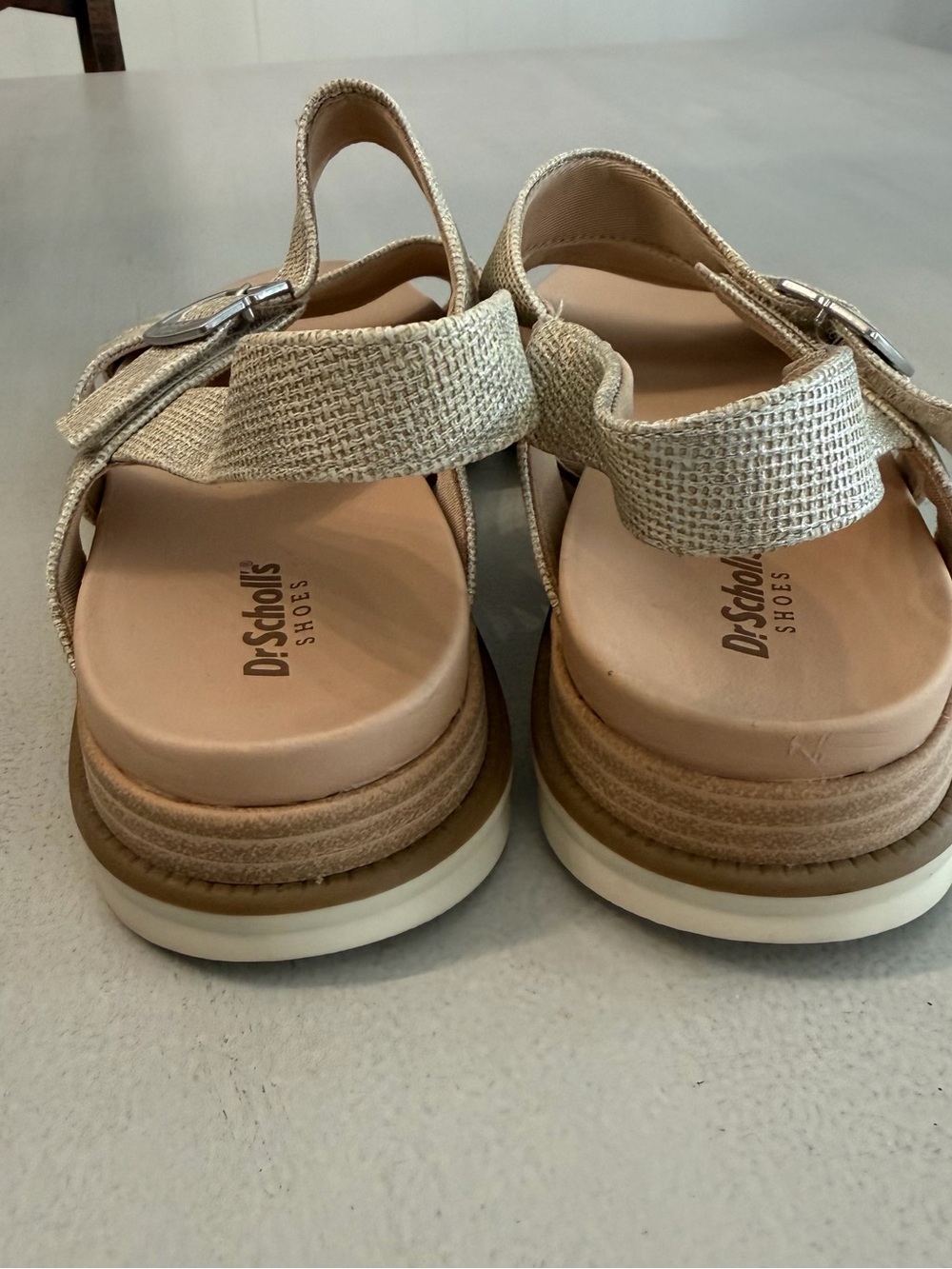 Dr. Scholl’s Women’s Timeless Fun Tan & Brown Strappy Canvas Sandals Sz 10 GUC - Picture 8 of 11
